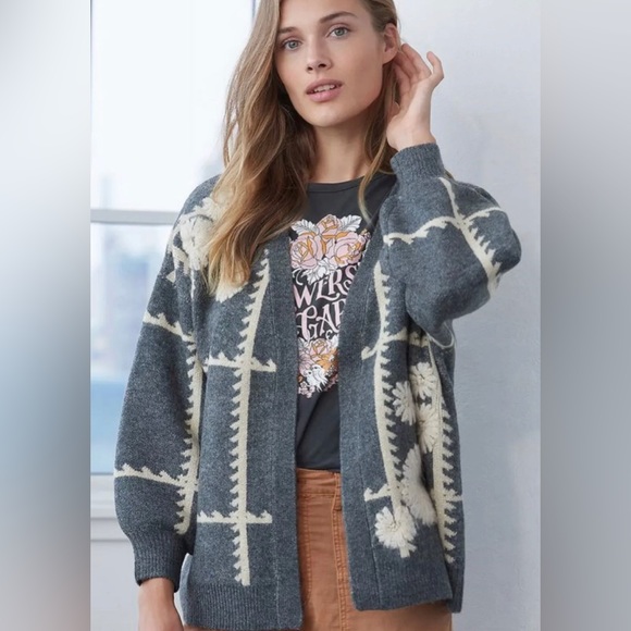 Anthropologie Catherine Floral Shine Cardigan SIZE ALL - Picture 1 of 5